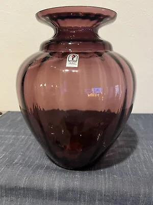 Vintage Pilgrim Cranberry Glass 10 Inch Vase. Original Stickers Retro Boho • $40