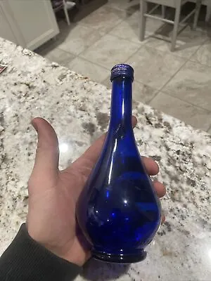 Cobalt Blue Mineral Water Bottle From Italy 1970’s AQUA Della MADONNA  • $16.99