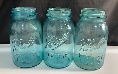 Ball Perfect Mason Jar Vintage Lot Of 3 Blue No Lids • $14.99