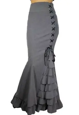 $51.58 • Buy 24 26 28 Plus Size Grey Floor Length Quality Steampunk Gothic Skirt True To Size