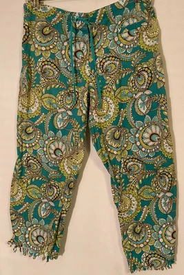 $10.99 • Buy Vera Bradley Peacock Paisley Sleep Pajama Lounge Frayed Bottoms Cotton Sz S