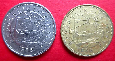 Malta  Pair Very Collectable Good Grade One & Five Cent Coins  Both Dated 1986 • $1.85