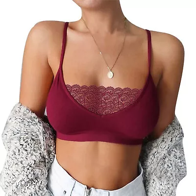 Sling Tops Sleeveless Skin-friendly Spaghetti Strap Crop Top Lace • $8.37