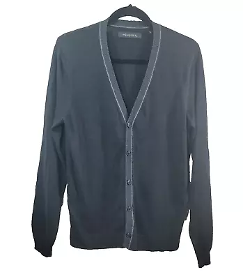 Axist Men's Cardigan Small Black Gray V Neck Sweater Grandpa Chic Academia Y2K • $14.84