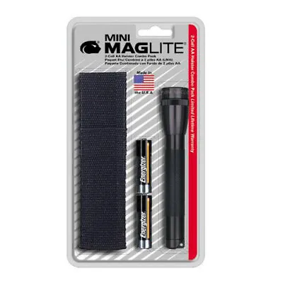 Mini MagLite Black Flashlight With Holster Pack • $26.62