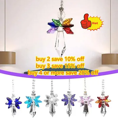 Charm Sun Catcher Angel Chakra Car Ornaments Rainbow Crystal Pendant Decoration • £4.15