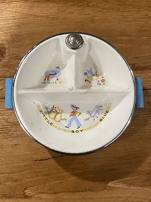 Bartsch Mfg Child Baby Warming Porcelain￼ Plate Vtg Little Boy Blue Complete • $9.99