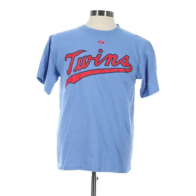 Majestic Baby Blue Minnesota Twins Joe Mauer Shirsey Jersey T-Shirt Size Medium • $21.94