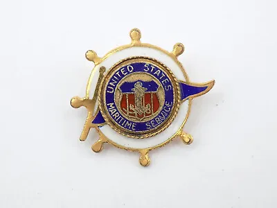 Original WWII Era United States Maritime Service Ship's Wheel Lapel Pin • $49.97