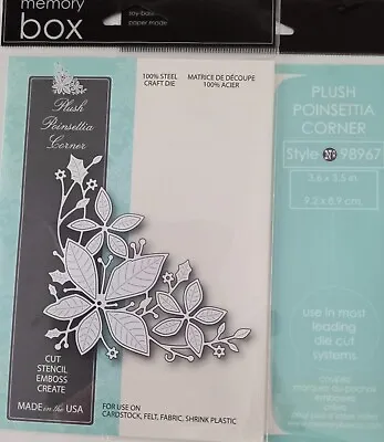 Memory Box Plush Poinsettia Corner Die 98967  NEW • £12.99