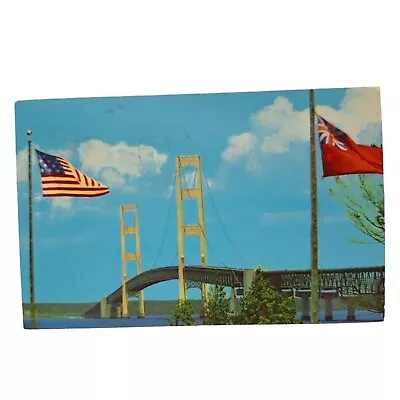 Postcard Mackinac Bridge World's Longest Suspension Bridge Chrome MI Posted • $4.89