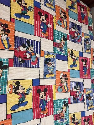 Vintage Disney Cool Mickey Mouse Comforter Blanket And 2 Curtains 80s 90s • $40