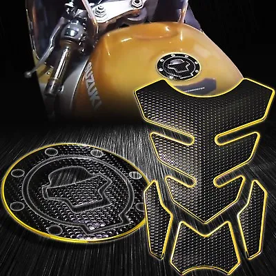 4PC Perforated Gas Tank Pad+Fuel Cap Cover 97-03 GSXR-600/750/1000 Chromed Gold • $29.88