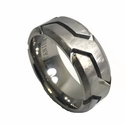 9mm Men's Yurman Titanium Rugged Finish And Groove Pattern Wedding Band Ring  • $22.46