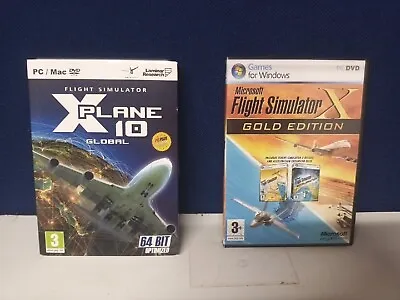 X Plane 10 Global + Flight Simulator X Gold Edition 2013 2008 Pc Mac Microsoft • £45.99