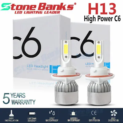 2PCS H13 9008 LED Headlight Bulbs Lamp Kit High Low Beam 6000K 120W 32000LM US • $10.98