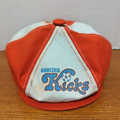 VINTAGE Minnesota Kicks Soccer Hat Cap Cabby Newsboy Orange Pinwheel RARE • $39.98