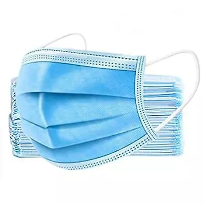 50/100/500 Blue Face Mask 3-Ply Breathable Disposable Non Surgical /Medical UK  • £2.39