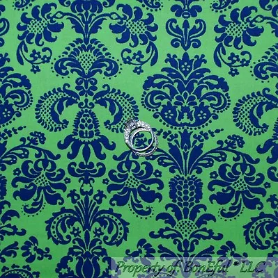 BonEful Fabric FQ Cotton Quilt Green Blue Flower Damask Irish Pattern Print RARE • $4.75