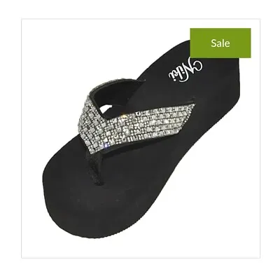 NIKI WOMEN'S SANDALS Bling Flip Flops Toe Thong New! 3016 White NWT • $14.96