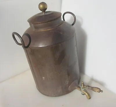 Antique Iron Hot Water Urn Tank Heater Brass Lever Tap Samovar Vintage HOLES • £55