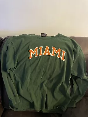 Miami Hurricanes Green Longsleeve T-shirt XL • $12.99