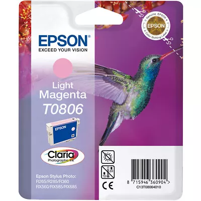 Genuine Authentic Epson T0806 Light Magenta Ink Cartridge C13t08064010 • £6.09
