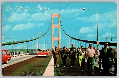 Michigan MI - The Mackinac Public Bridge - Vintage Postcard - Unposted • $5.94