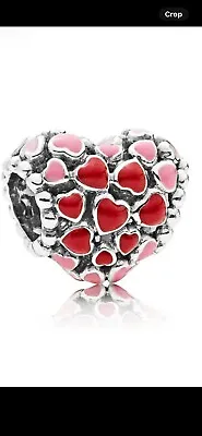 Genuine Sterling Silver 925 Red Love Hearts Crystal Bracelet Charm Fits All • £5.55