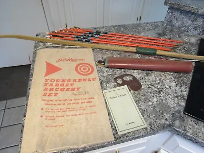 Vintage J.C. Higgins Young Adult Target Archery Set Bow Arrows Manual & More • $64.95