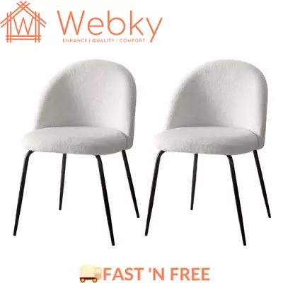 2x Artiss Dining Chairs Accent Chairs Armchair Kitchen Sherpa Boucle Chair White • $101.50