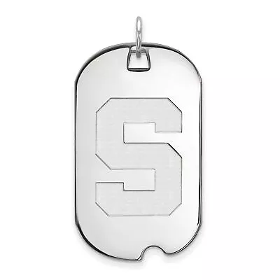 Michigan State Spartans School Letter Logo Dog Tag Pendant In Sterling Silver • $67.99