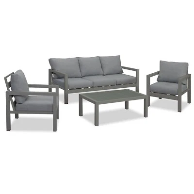 New Charcoal Outdoor Aluminium Sofa Lounge Setting Furniture Set Chairs Table • $1169.99