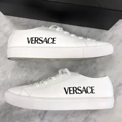 Versace Men's Logo Print Low Top Lace-up Sneaker Shoe Size EU 45/US 11 - White • $220