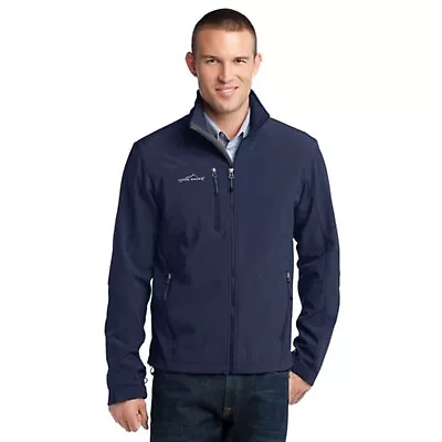 Eddie Bauer Soft Shell Jacket Men Large Blue Full Zip Waterproof Outdoors Hiking • $48