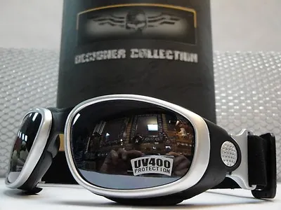 NEW MOTORCYCLE BIKER SPORT Day RIDING PADDED GLASSES GOGGLES Silver Black Frame • $19.99