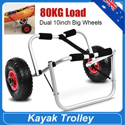 3M Strap Kayak Trolley Foldable Canoe Wheel Cart Boat Carrier 100KG Collapsible • $51.20