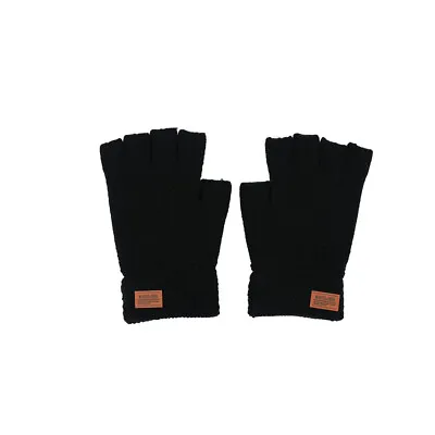 £3.99 • Buy Thermal Fingerless Gloves Mens Womens Knitted Warm Winter Half Finger Mittens