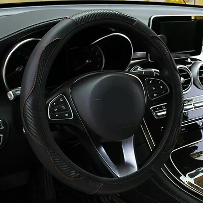 Black Microfiber PU Leather Car Steering Wheel Cover Accessories For 38cm/15'' • $13.71