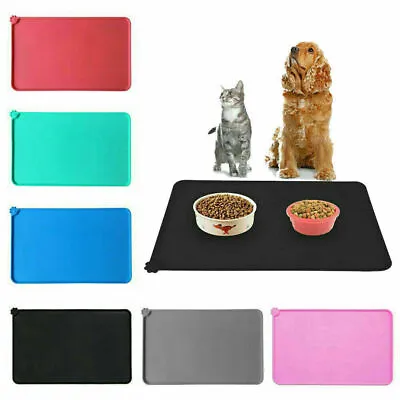 £5.49 • Buy Pet Food Mat Cat Dog Puppy Silicone Feeding Non Slip Waterproof Bowl Placemat UK