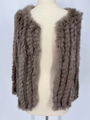 Rabbit Fur Long Sleeve Taupe Cardigan Sweater L/XL Furst Denmark Mob Wife NWT • $49