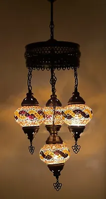 £94.98 • Buy Turkish Moroccan Glass Mosaic Hanging Lamp Ceiling Light Chandeliers Free Bulbs