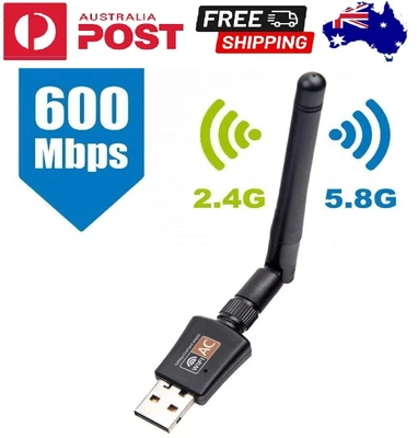 $29.99 • Buy NEW 600Mbps 5Ghz 2.4Ghz USB WIFI Adapter For Windows,Desktop,Laptop,PC,Linux AU