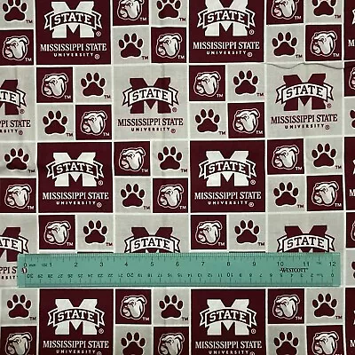 NCAA Mississippi State Bulldogs 100% Cotton Fabric - Sold By The Half-yard - NEW • $7.48