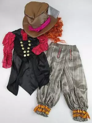 Disney Alice In Wonderland Looking Glass Mad Hatter 3 Pc Costume & Hat Wig 3 Nwt • $74.99