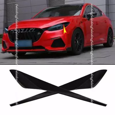 For Mazda 3 AXELA 2017-2018 Glossy Black Headlight Eyelids Eyebrows Trim Cover • $94.06