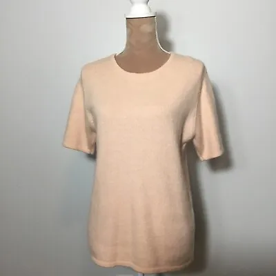 Angora Rabbit Hair Cotton Peach Soft Short-Sleeve Sweater Top Sag Harbor Med EUC • $15.18