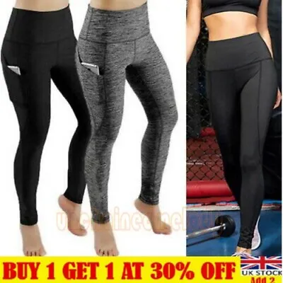 £9.49 • Buy UK Women High Waist Gym Leggings Pocket Fitness Sports Running Ladies Yoga Pants