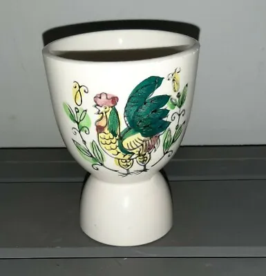 VINTAGE ROOSTER  Flower And Vines Double EGG Cup Hand Painted 3.5”  • $9.32