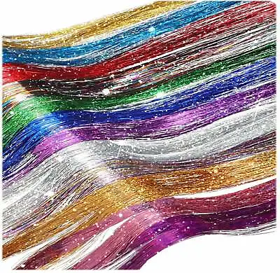 SPARKLING HAIR TINSEL 9 Colours Quick And Easy Holographic Extensions Dazzles • £5.24